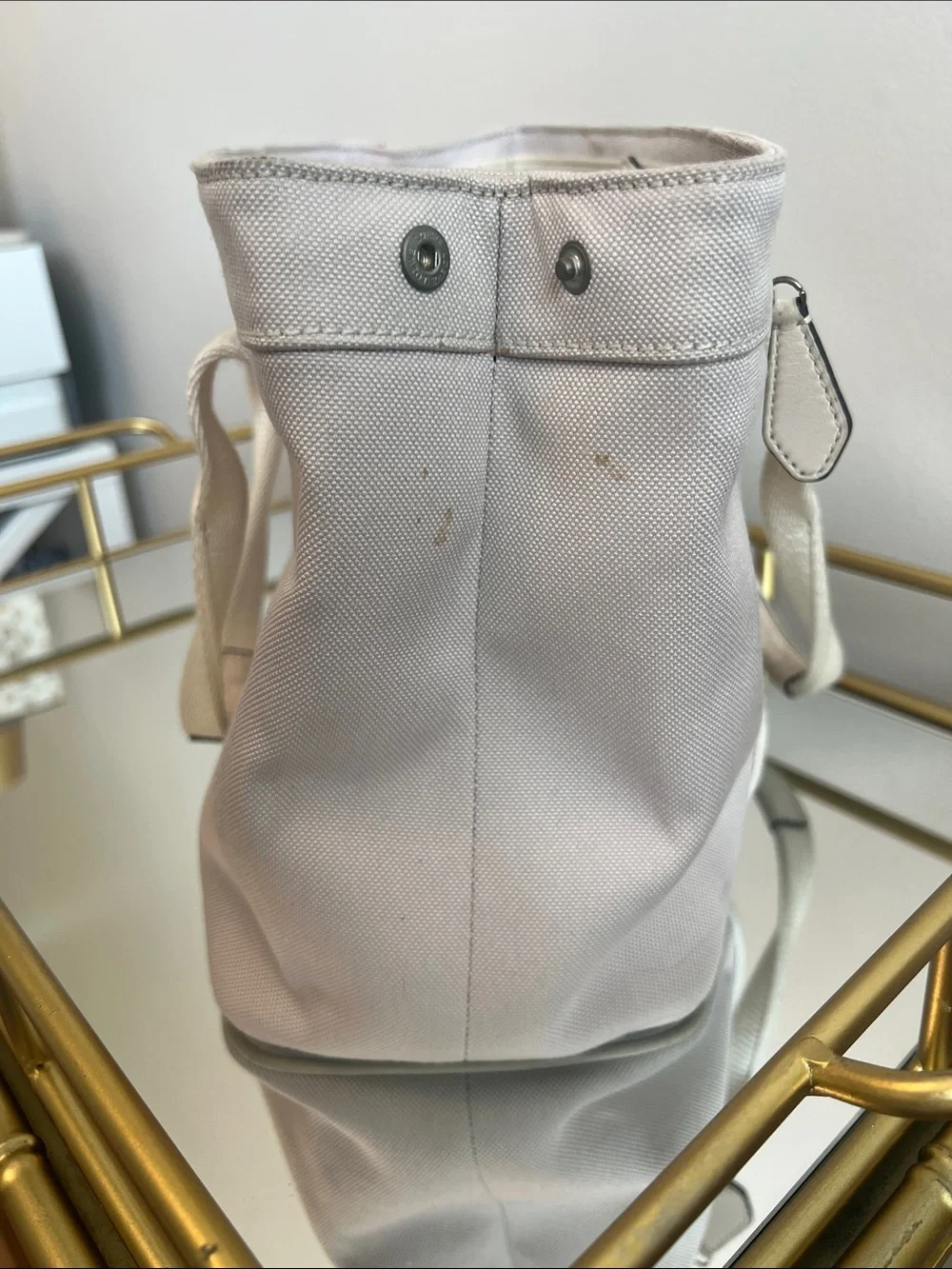 Loewe Canvas Logo Patch with Plum Monogram Interior Lining